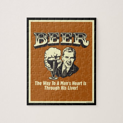 Beer Way To Mans Heart Through Liver Jigsaw Puzzle