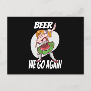 Beer We Go Again Booze Munich Dirndl Volksfest Postcard