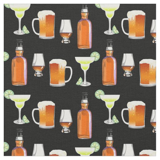 Beer Whiskey and Cocktails on Black Fabric