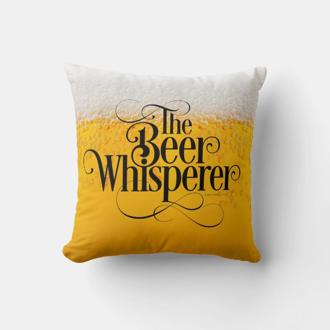 Beer Whisperer Throw Pillow (Front)