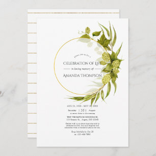 Beer Willow and Gold Geometric Celebration of Life Invitation