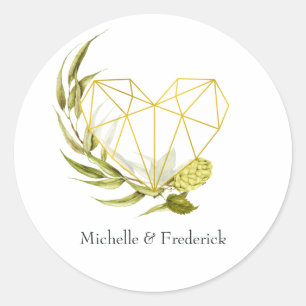 Beer Willow Greenery and Gold Geometric Classic Round Sticker