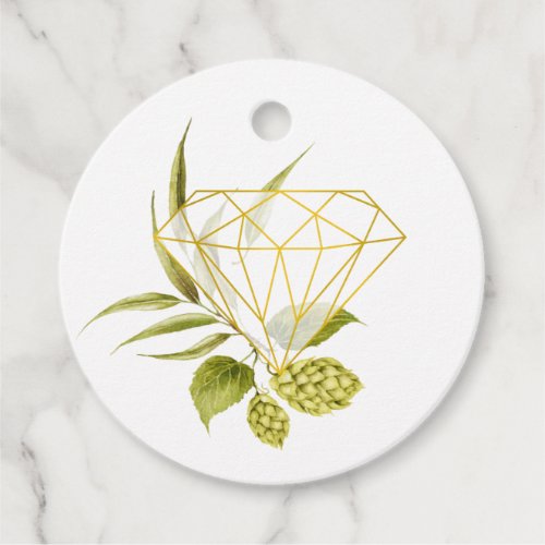 Beer Willow Greenery and Gold Geometric Diamond Favor Tags