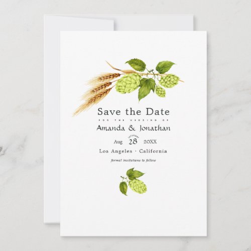 Beer Willow Greenery and Gold Save The Date