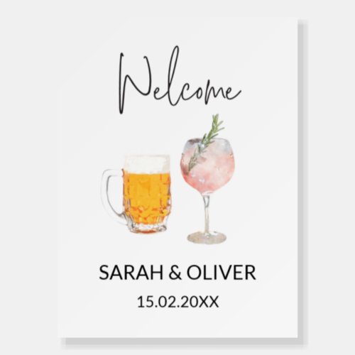 Beer Wine Cocktail Engagement Shower Welcome Sign