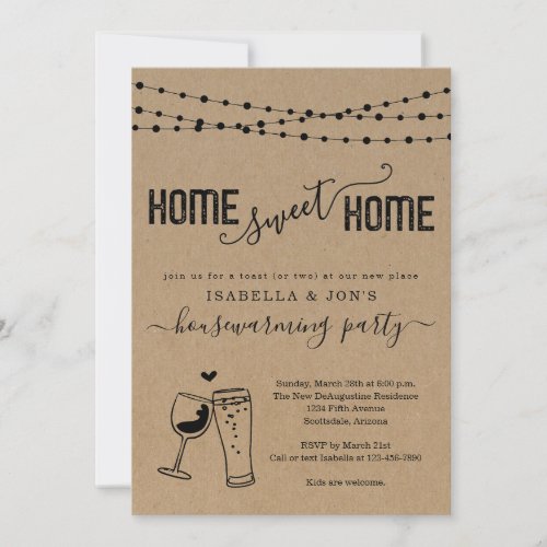 Beer  Wine Home Sweet Home Funny Housewarming Invitation