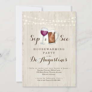 Beer & Wine Sip and See Housewarming Party Invitation