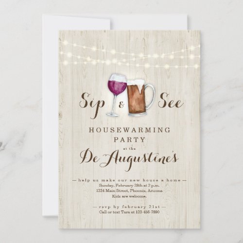 Beer  Wine Sip and See Housewarming Party Invitation