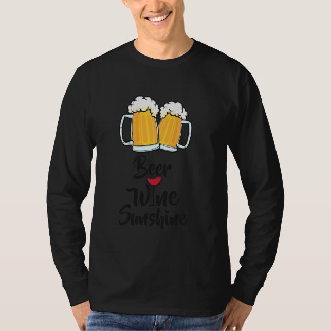 Beer Wine Sunshine Design Long Sleeve T-Shirt (Front)