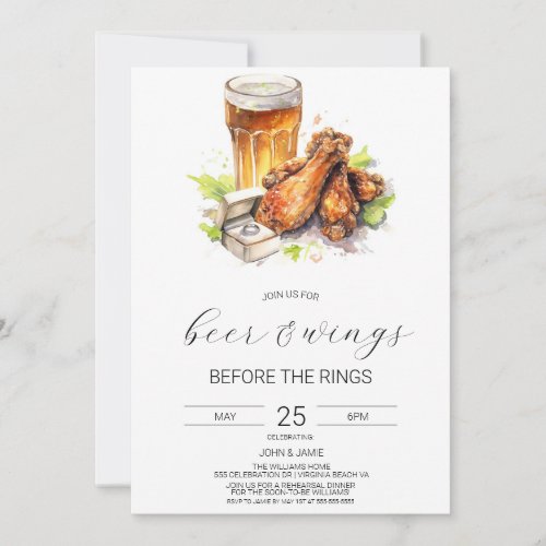 Beer  Wings Couples Shower Invitation