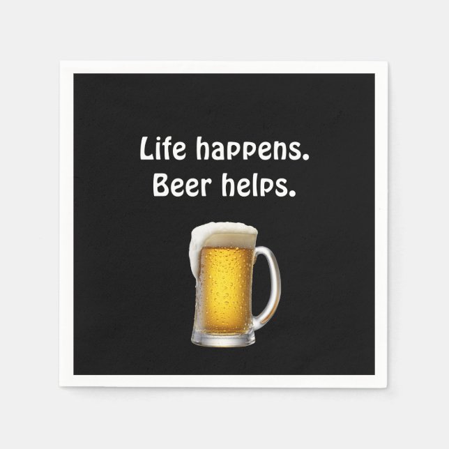 Beer with quote on black napkins (Front)