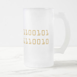 Beer written in binary code frosted stein