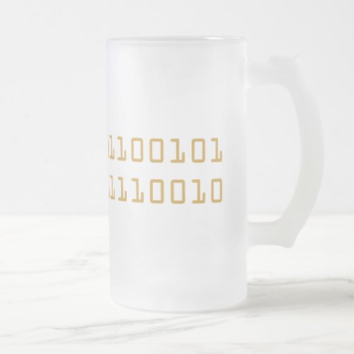 Beer written in binary code frosted stein