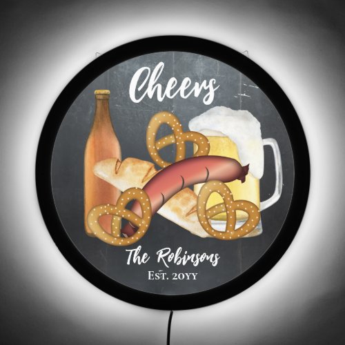 Beers and Brats Cheers Family Name  Est Date LED Sign