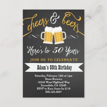 Beers And Cheers Birthday Invitation 30th 40th Etc by seasidepapercompany at Zazzle