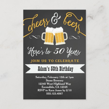 Beers And Cheers Birthday Invitation 30th 40th Etc