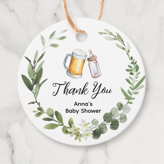 Beers and Diapers Thank You Favor Tag (Front)