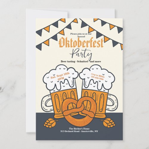 Beers and Pretzel Oktoberfest Invitation