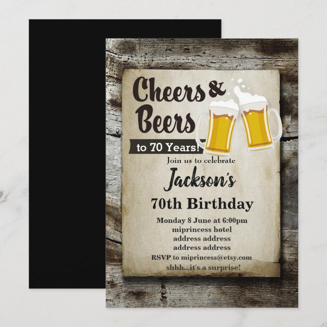 Beers birthday invitation, cheers to any years! invitation (Front/Back)