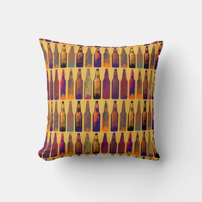 Beers Bottles Color Pattern Throw Pillow (Front)