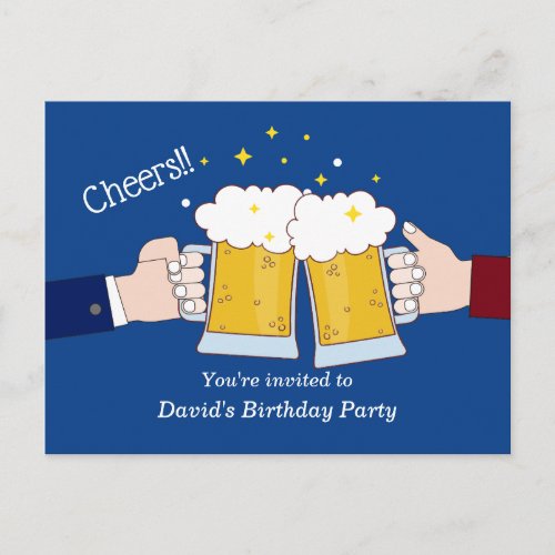 beers cheers adult birthday invitation postcard