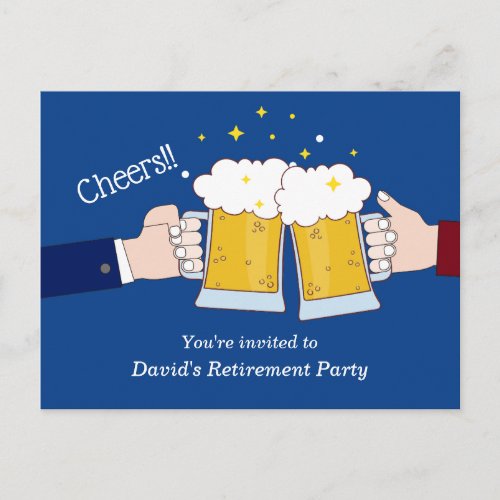 beers cheers adult retirement party invitation postcard