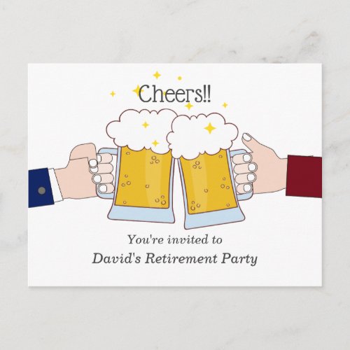 beers cheers adult retirement party invitation postcard