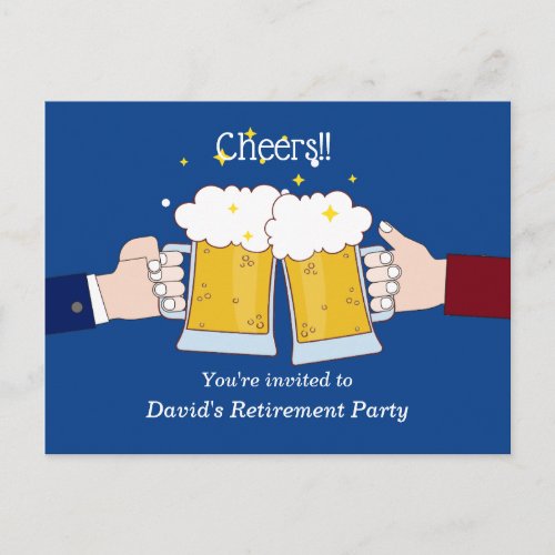 beers cheers adult retirement party invitation postcard