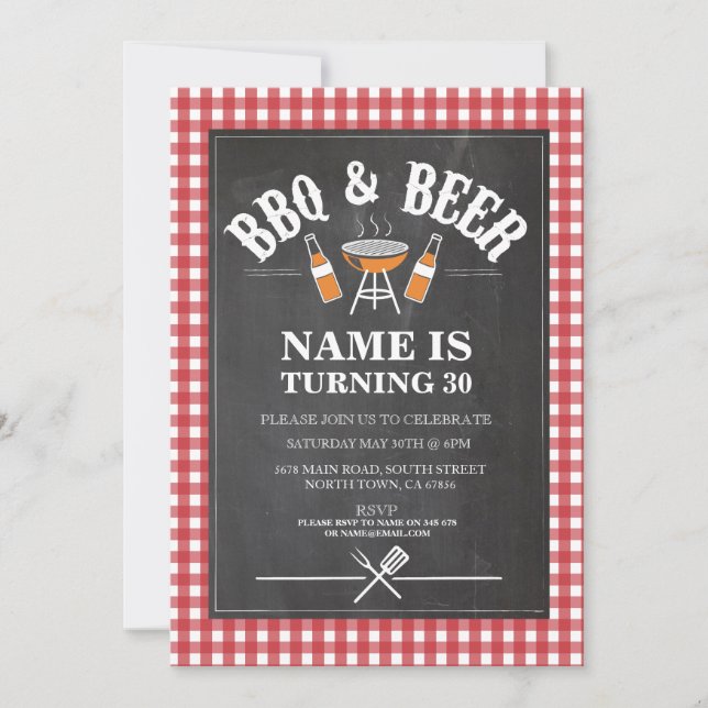 Beers & Cheers BBQ Birthday Party ANY AGE Invite (Front)