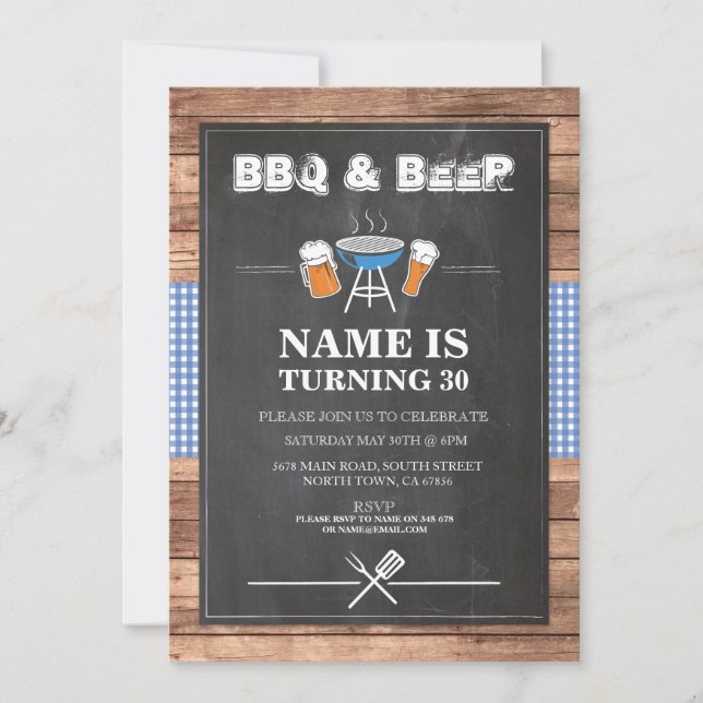 Beers & Cheers BBQ Birthday Party ANY AGE Invite (Front)