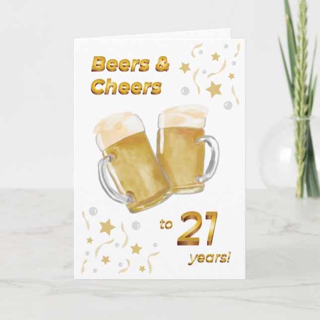 Beers & Cheers Twenty-First Birthday Card (Front)