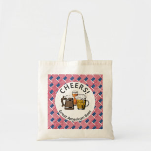 Beers Cheers USA FLAG American Customized Cartoon Tote Bag