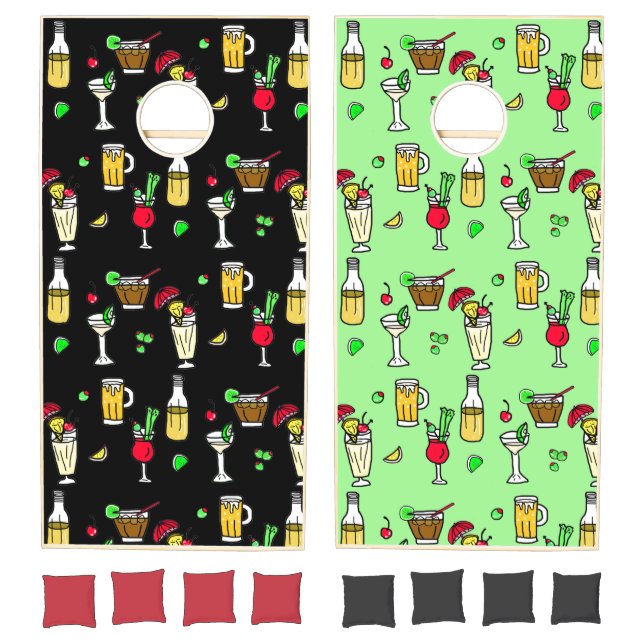 Beers, Cocktails, Margaritas and Wine Funny Cornhole Set (Set)