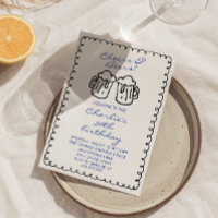 Beers Hand Written Drawn Male Fun Birthday Party