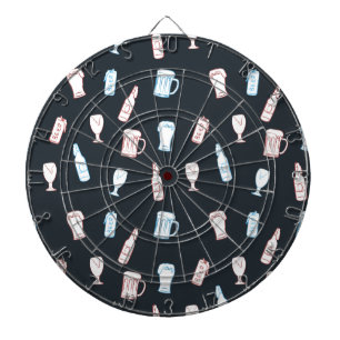 Beers Rustic Hand Drawn Whimsical Beer Man Cave Dart Board