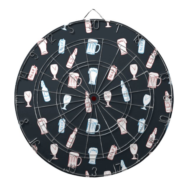 Beers Rustic Hand Drawn Whimsical Beer Man Cave Dart Board (Front)