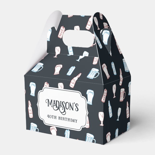 Beers Rustic Hand Drawn Whimsical Beer Party Theme Favor Boxes (Front Side)