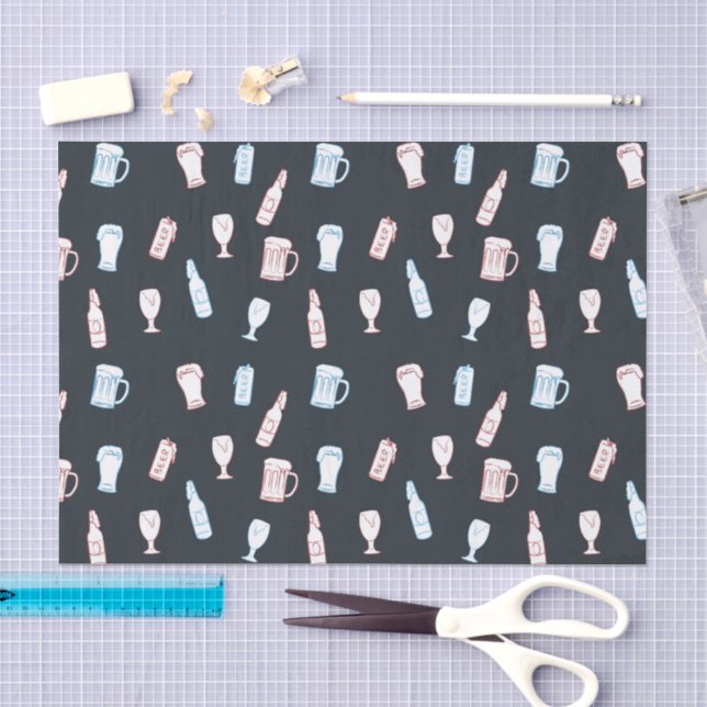 Beers Rustic Hand Drawn Whimsical Beer Party Theme Tissue Paper (Craft)