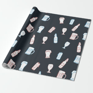 Beers Rustic Hand Drawn Whimsical Beer Party Theme Wrapping Paper