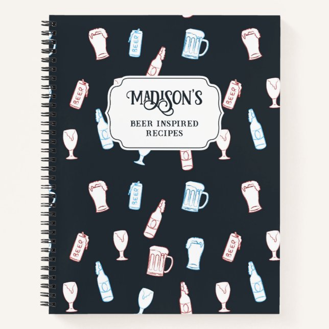 Beers Rustic Hand Drawn Whimsical Beer Recipe Notebook (Front)