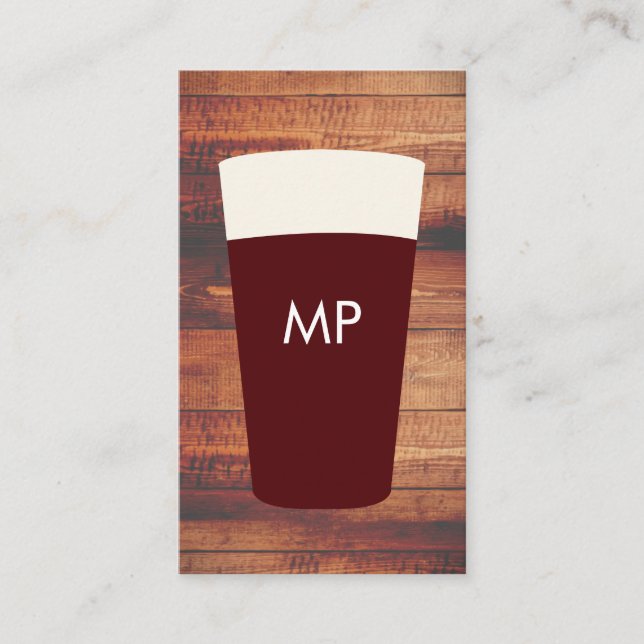 Beers Rustic Wood Square Element Monogram | Beer Business Card (Front)