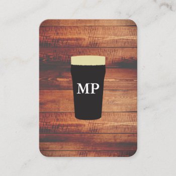 Beers Rustic Wood Square Element With Monogram Business Card by lovely_businesscards at Zazzle
