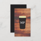 Beers Rustic Wood Square Element with Monogram Business Card (Front/Back)