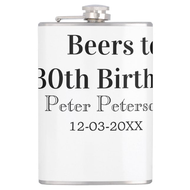 Beers to 30th birthday name date man stylishSimple Flask (Front)