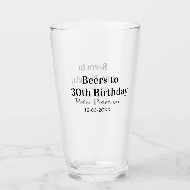 Beers to 30th birthday name date man stylishSimple Glass (Front)