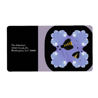 Bees Among Purple Flowers  Label