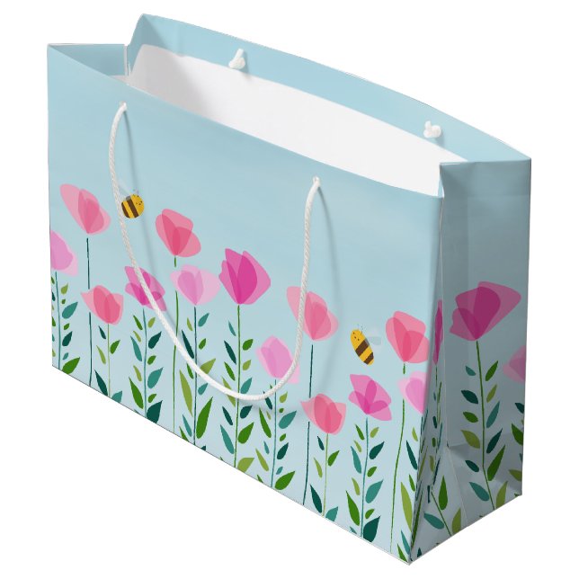 Bees and Blossoms Large Gift Bag (Back Angled)