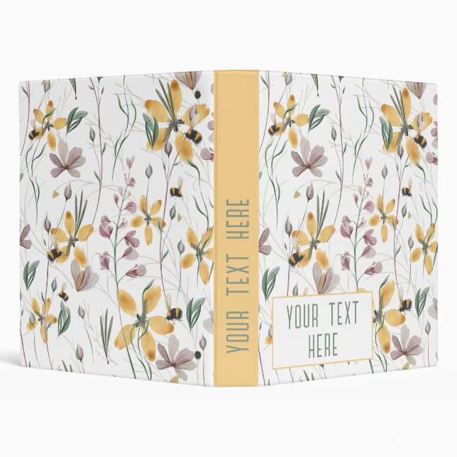 Bees and Botanicals 1" 3-Ring Binder Notebook (Background)
