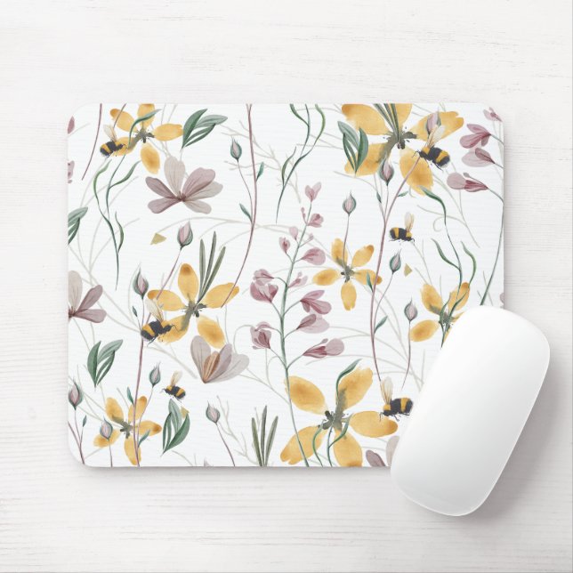 Bees and Botanicals Mouse Pad (With Mouse)