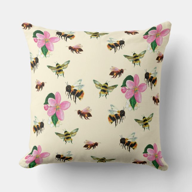  Bees and bumblebees  Throw Pillow (Front)